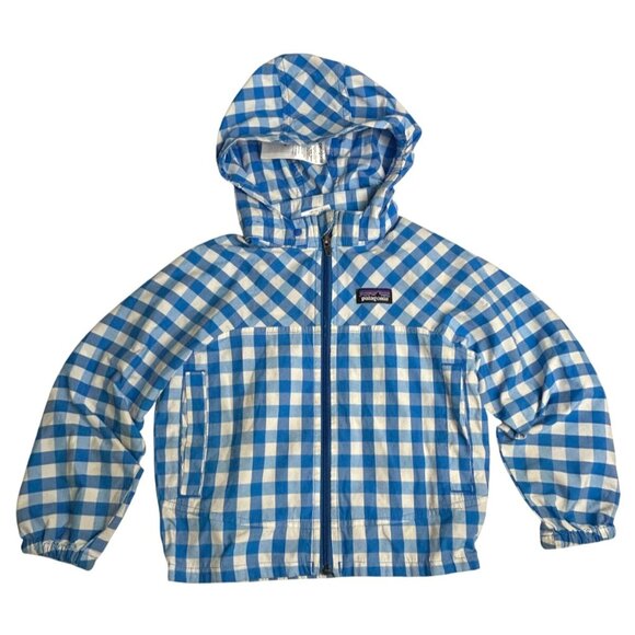 Patagonia Other - Patagonia High Sun Jacket Windbreaker Baby 3T Removable Hood Gingham: Andes Blue